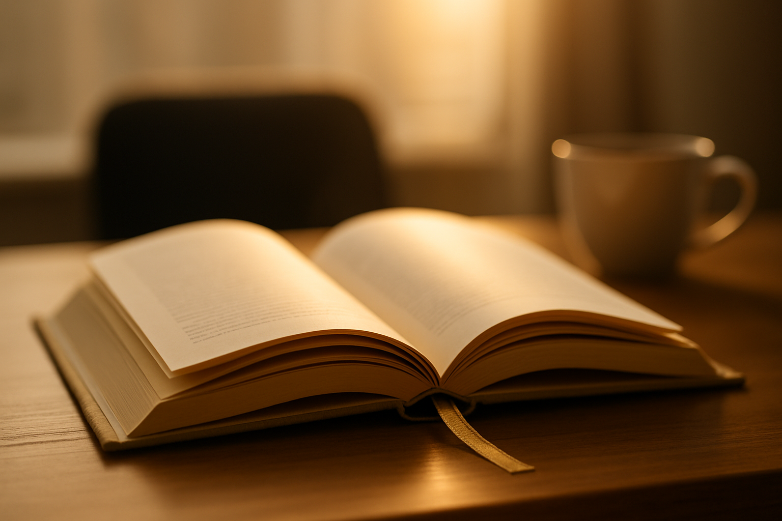 Un livre ouvert avec un marque-page jaune